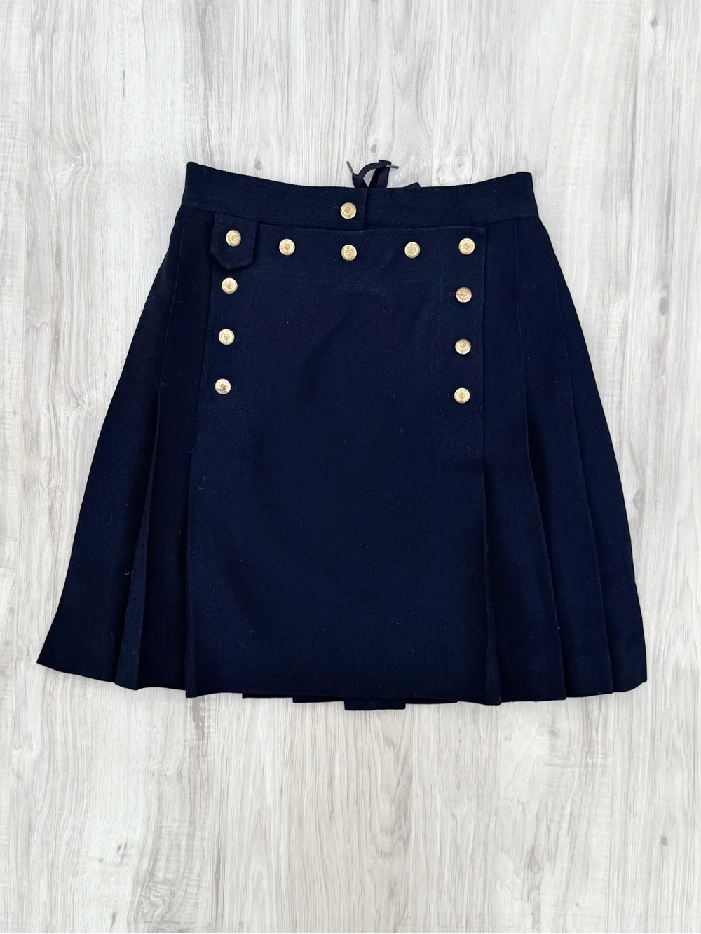 Ralph Lauren Vintage Navy Blue Pleated Wool Skirt